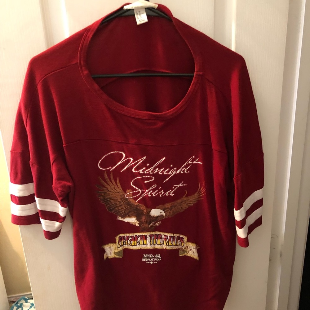 Plus Size Red Vintaged Printed T-shirt